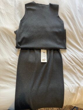 Eileen Fisher Charcoal Gray Sleeveless Knit Dress